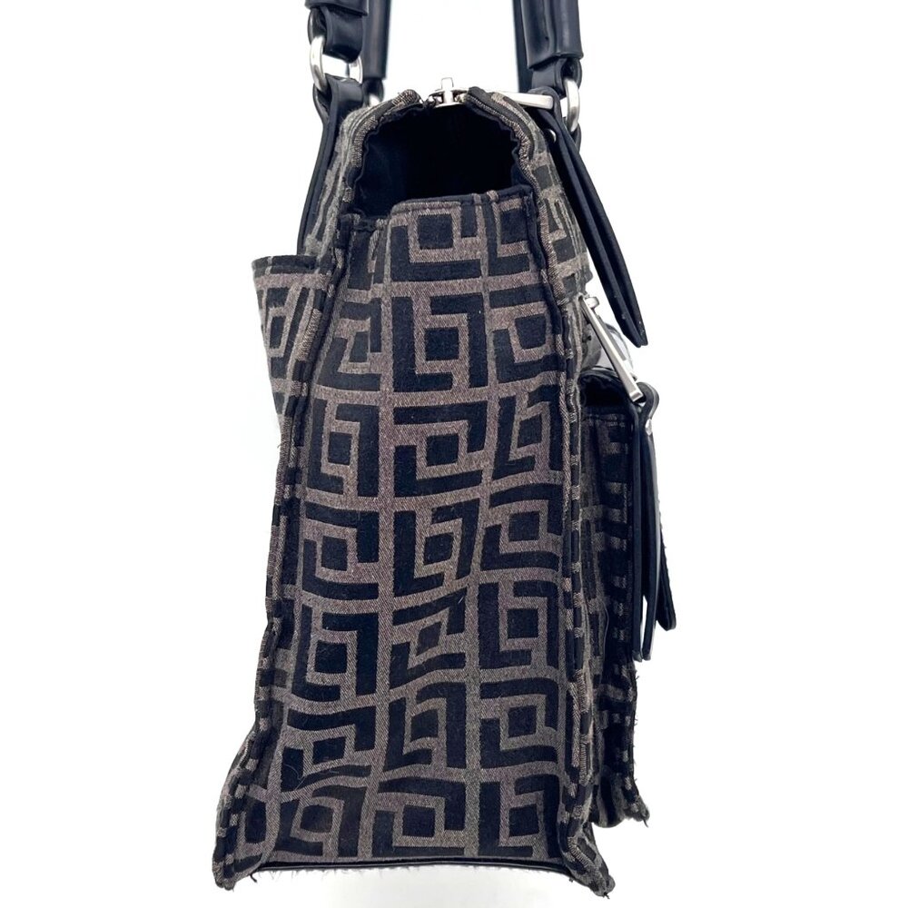 Vanessa Fiorelli Satchel Purse Black Gray Geometric Jacquard Zippers & Snaps - Picture 11 of 16